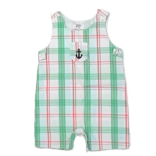 Crown & Ivy Boys Green | Red Plaid Romper Size: 12 Months Green | Red Plaid