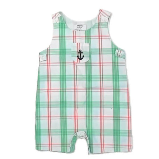 Crown & Ivy Boys Green | Red Plaid Romper Size: 12 Months Green | Red Plaid