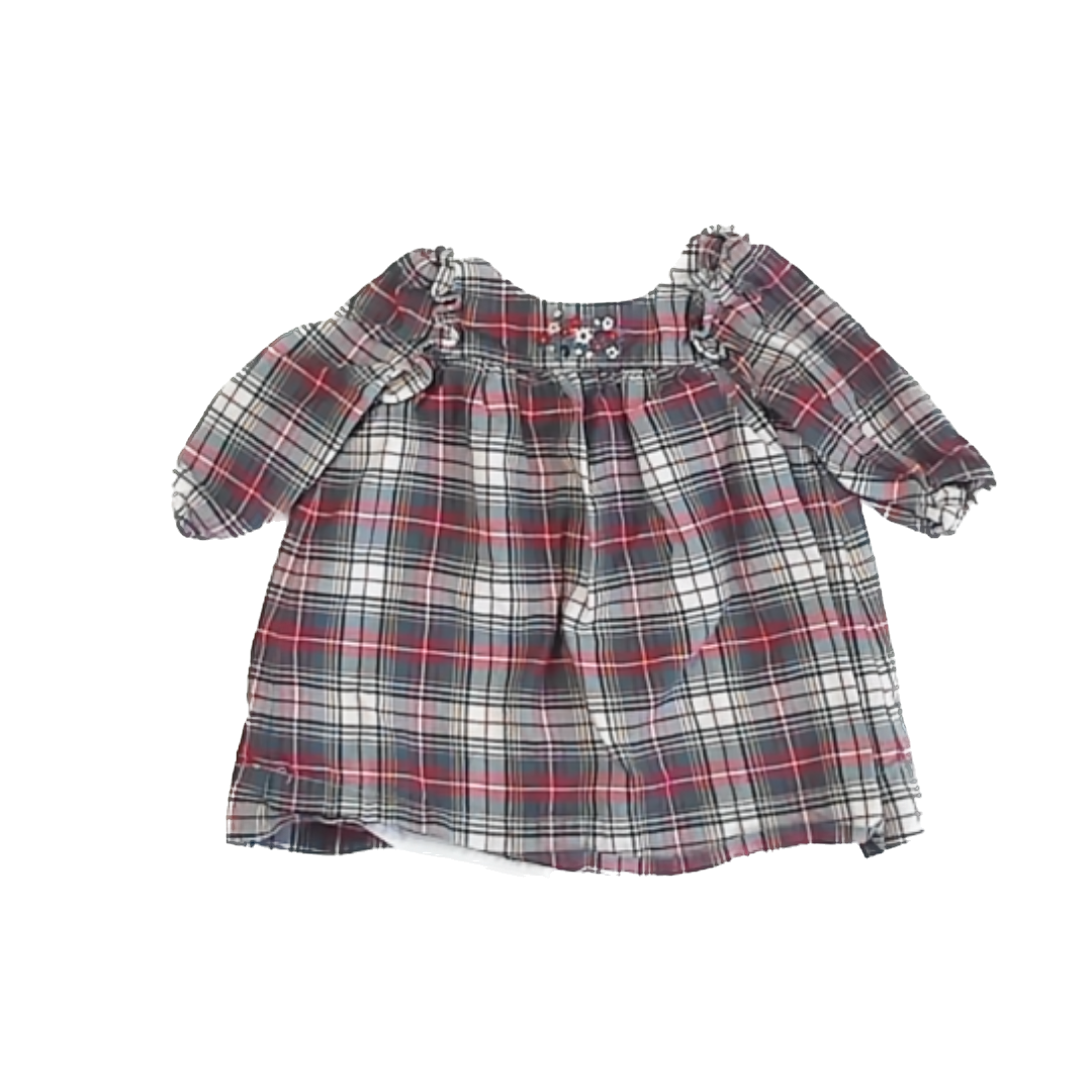 Baby Gap Girls Green | Red Plaid Dress Size: 0-3 Months Green | Red Plaid