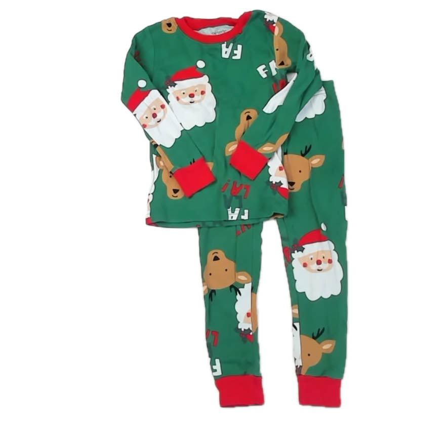 Carter's Boys Green Santa 2-piece Pajamas Size: 3T Green Santa