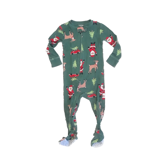 Carter's Boys Green Santa 1-piece footed Pajamas Size: 12 Months Green Santa