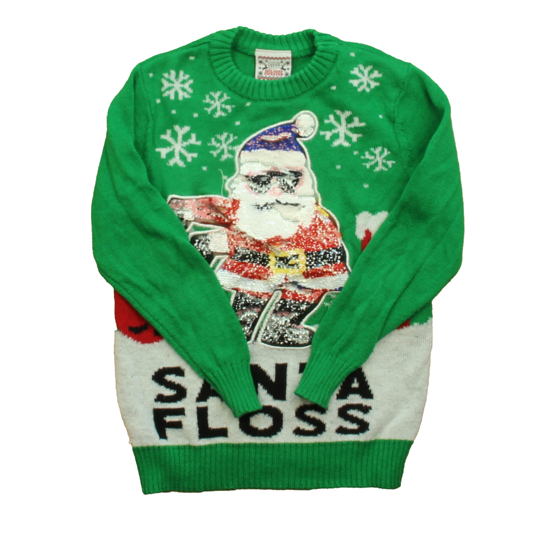 Well Worn Boys Green Santa Sweater Size: 5-6 Years Green Santa
