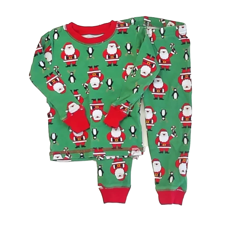 Carter's Girls Green Santa 2-piece Pajamas Size: 18 Months Green Santa