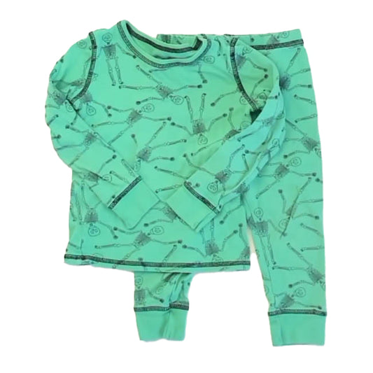 Nordstrom Boys Green Skeleton 2-piece Pajamas Size: 3T Green Skeleton