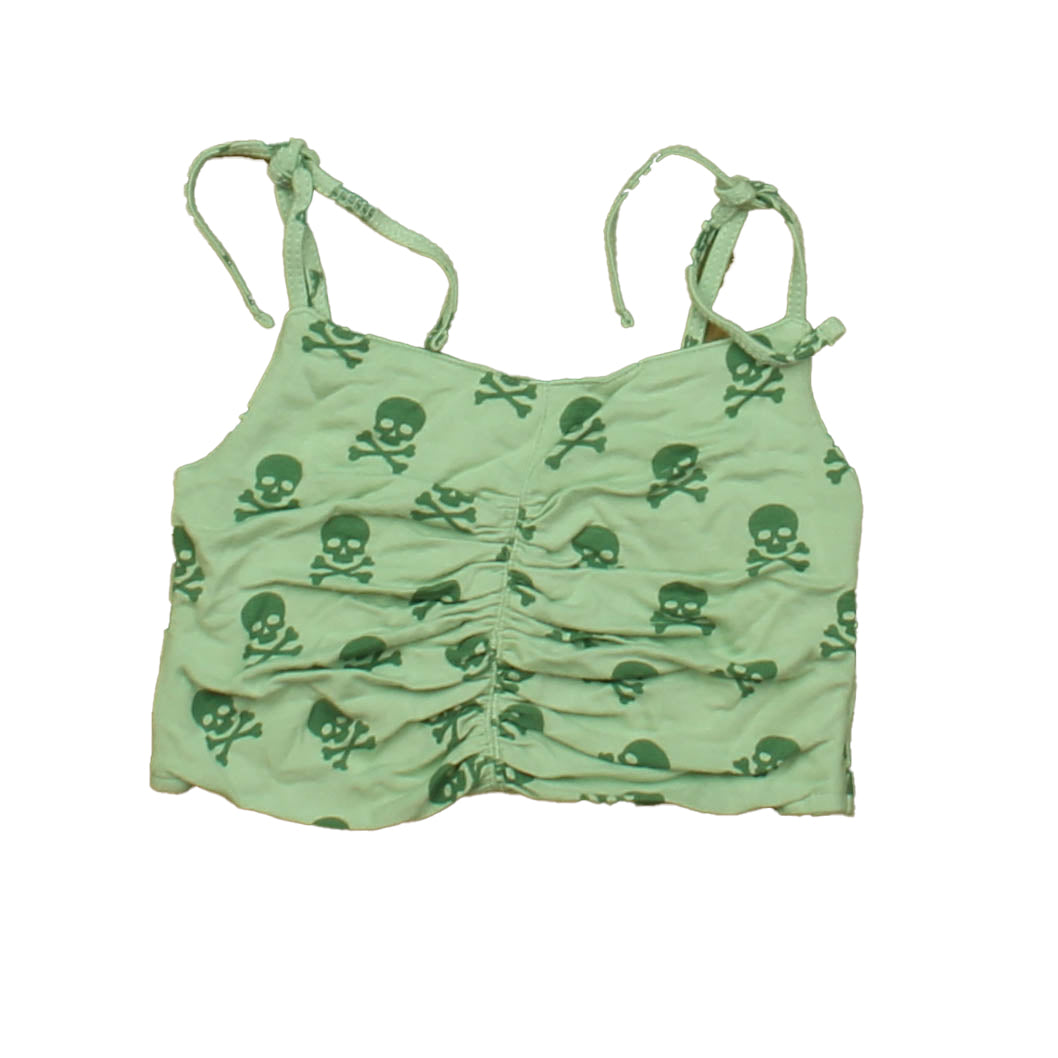 Kate Quinn Organics Girls Green Skulls Tank Top Size: 3-6 Months