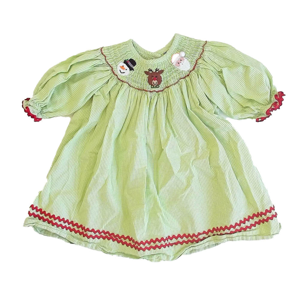 Stellybelly Girls Green Smocked Dress Size: 12-18 Months Green Smocked