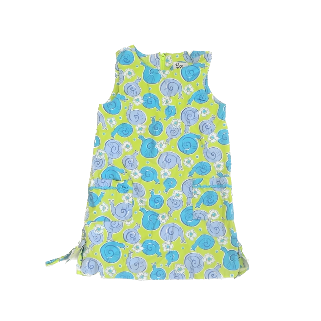 Lilly Pulitzer Girls Green Snails Sun Dress Size: 6 Years Green Snails