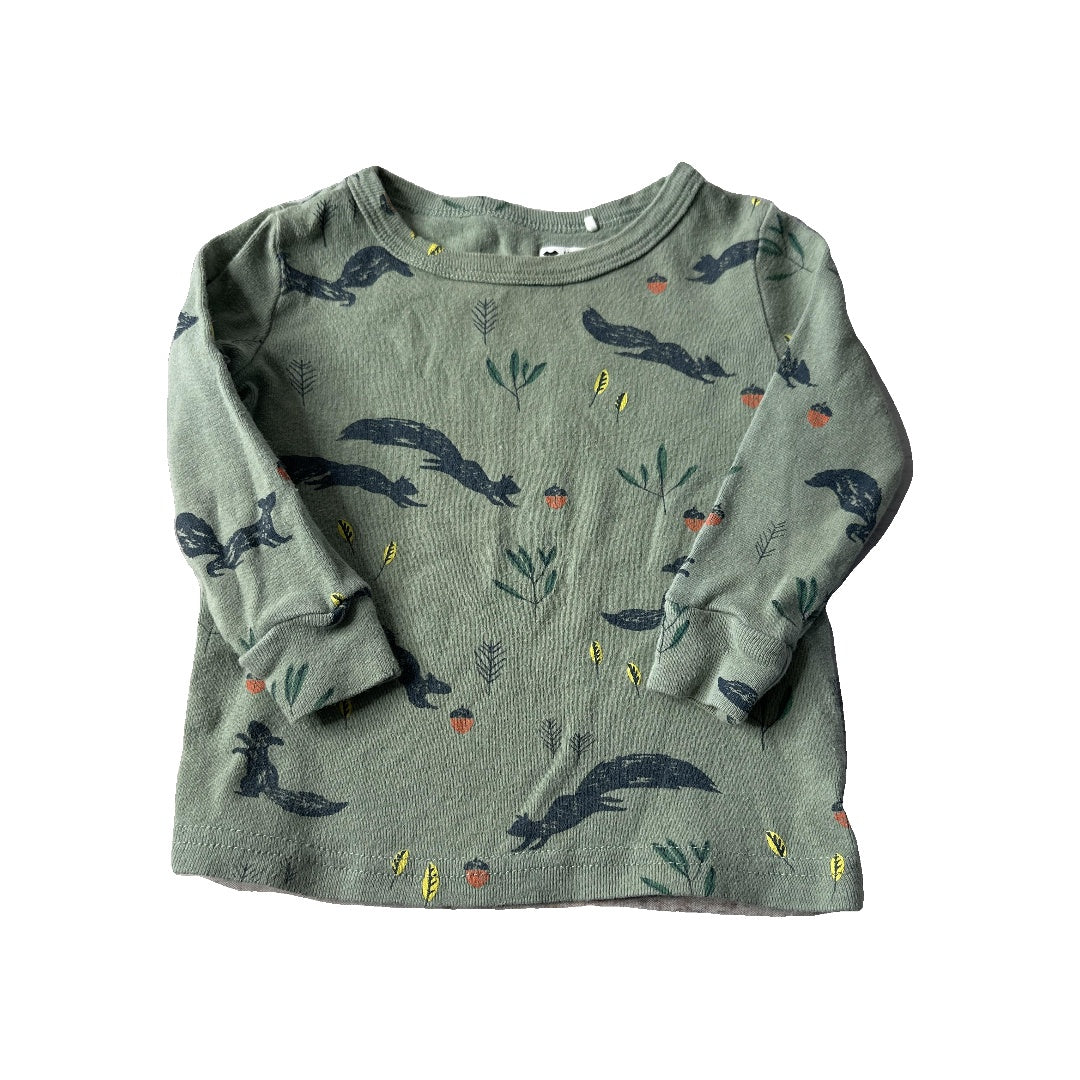 Oliver & Rain Unisex green | Squirrel Long Sleeve Shirt Size: 18 months green | Squirrel