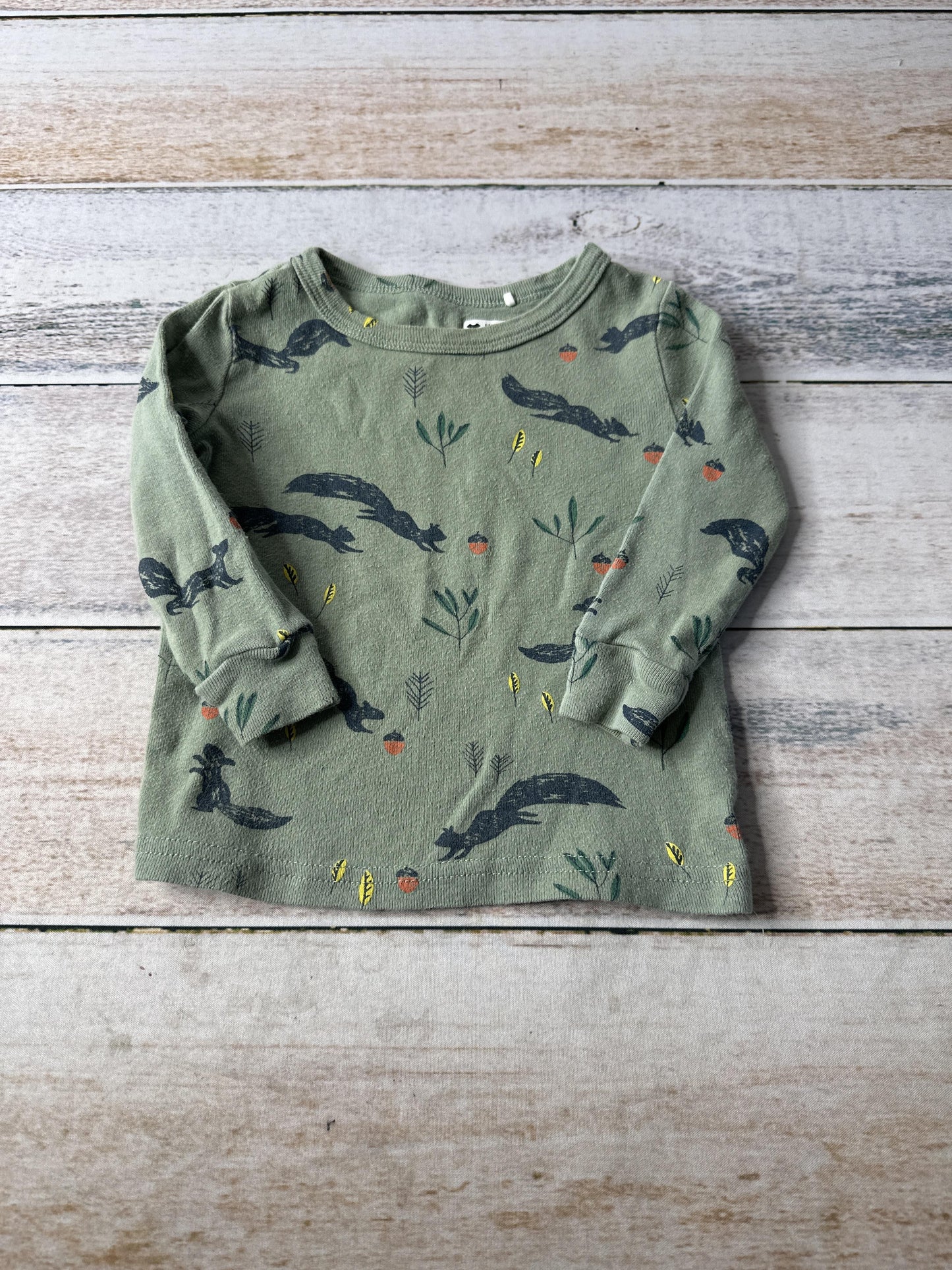 Oliver & Rain Unisex green | Squirrel Long Sleeve Shirt Size: 18 months green | Squirrel