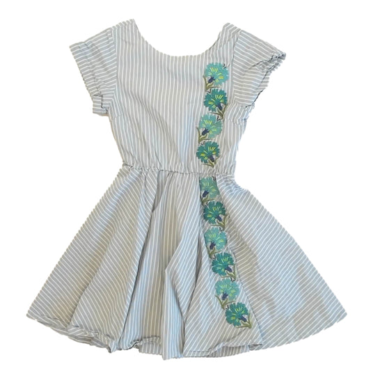 Tea Collection Girls Green Stripe | Floral Dress Size: 14 Years Green Stripe | Floral