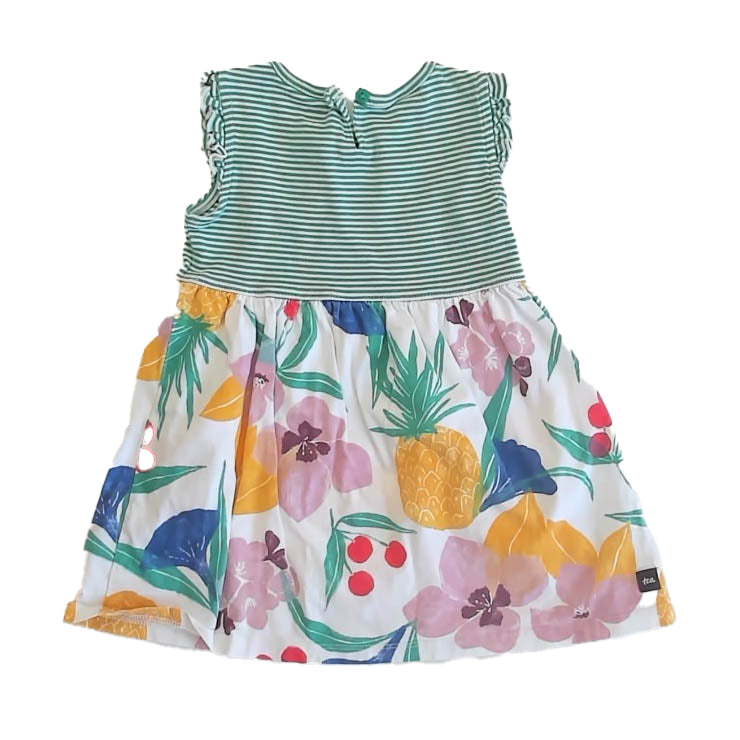 Tea Collection Girls Green Stripe | Floral Dress Size: 18-24 Months Green Stripe | Floral