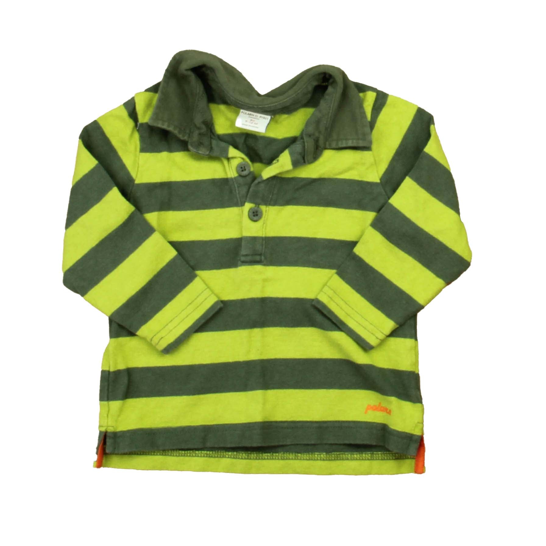 Polarn O. Pyret Boys Green Stripe Rugby Shirt Size: 9-12 Months Green Stripe