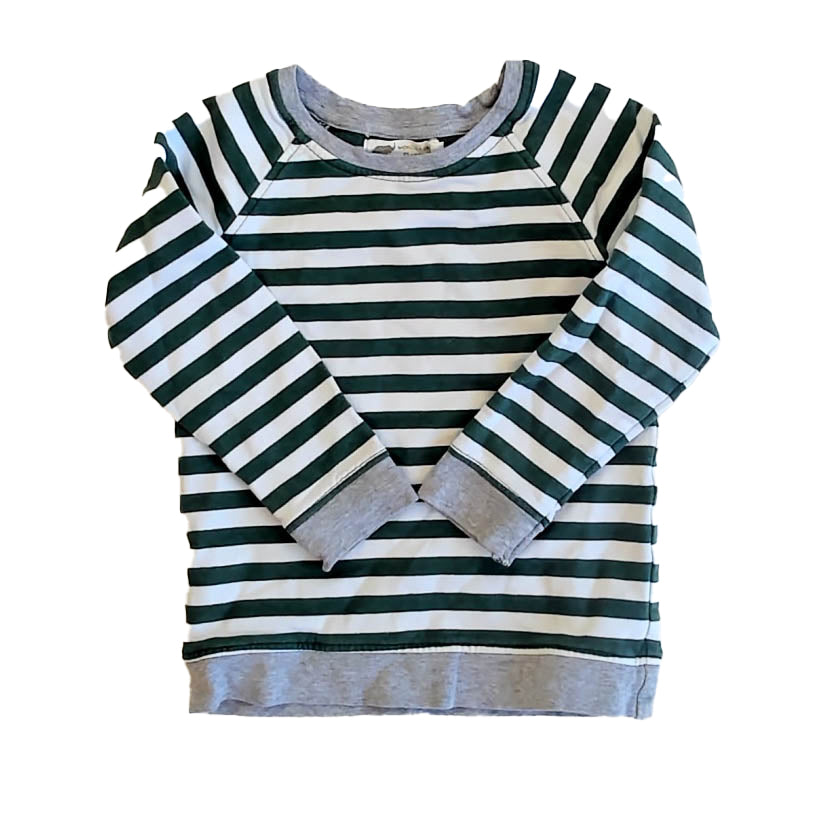 Monica + Andy Boys Green Stripe Long Sleeve Shirt Size: 2T Green Stripe