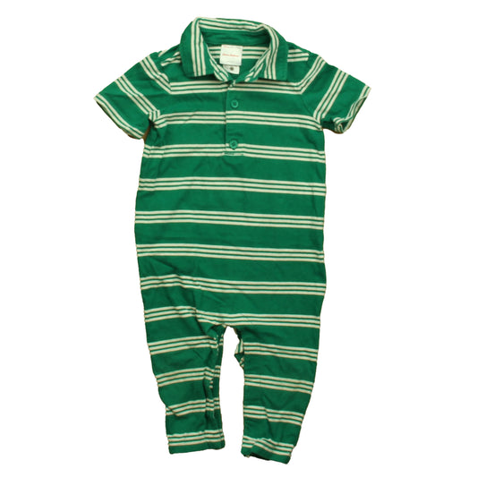 Hanna Andersson Boys Green Stripe Romper Size: 12-18 Months Green Stripe