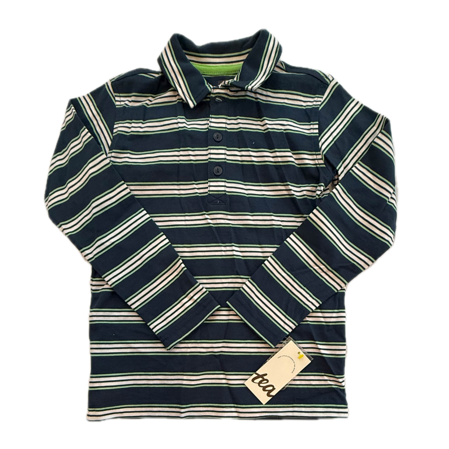 Tea Collection Boys Green Stripe Rugby Shirt Size: 5T Green Stripe