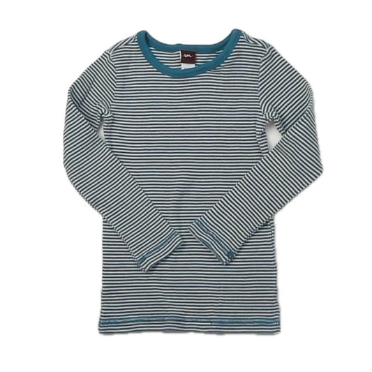 Tea Collection Boys Green Stripe Long Sleeve Shirt Size: 4-5T Green Stripe