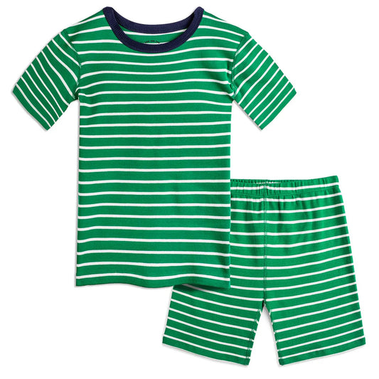 Mightly Boys Green Stripe 2-piece Pajamas Size: 6-14 Years Green Stripe