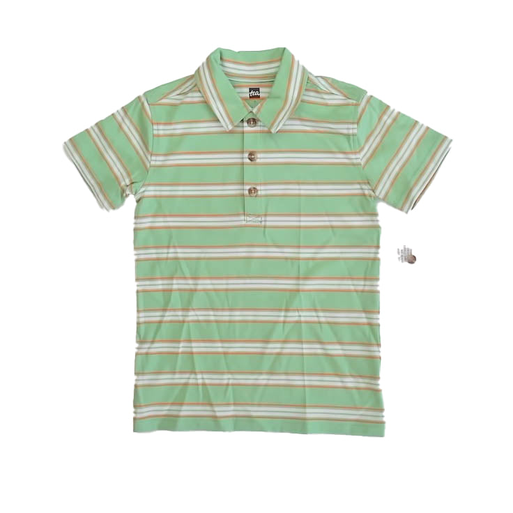 Tea Collection Boys Green Stripe Polo Shirt Size: 5T Green Stripe