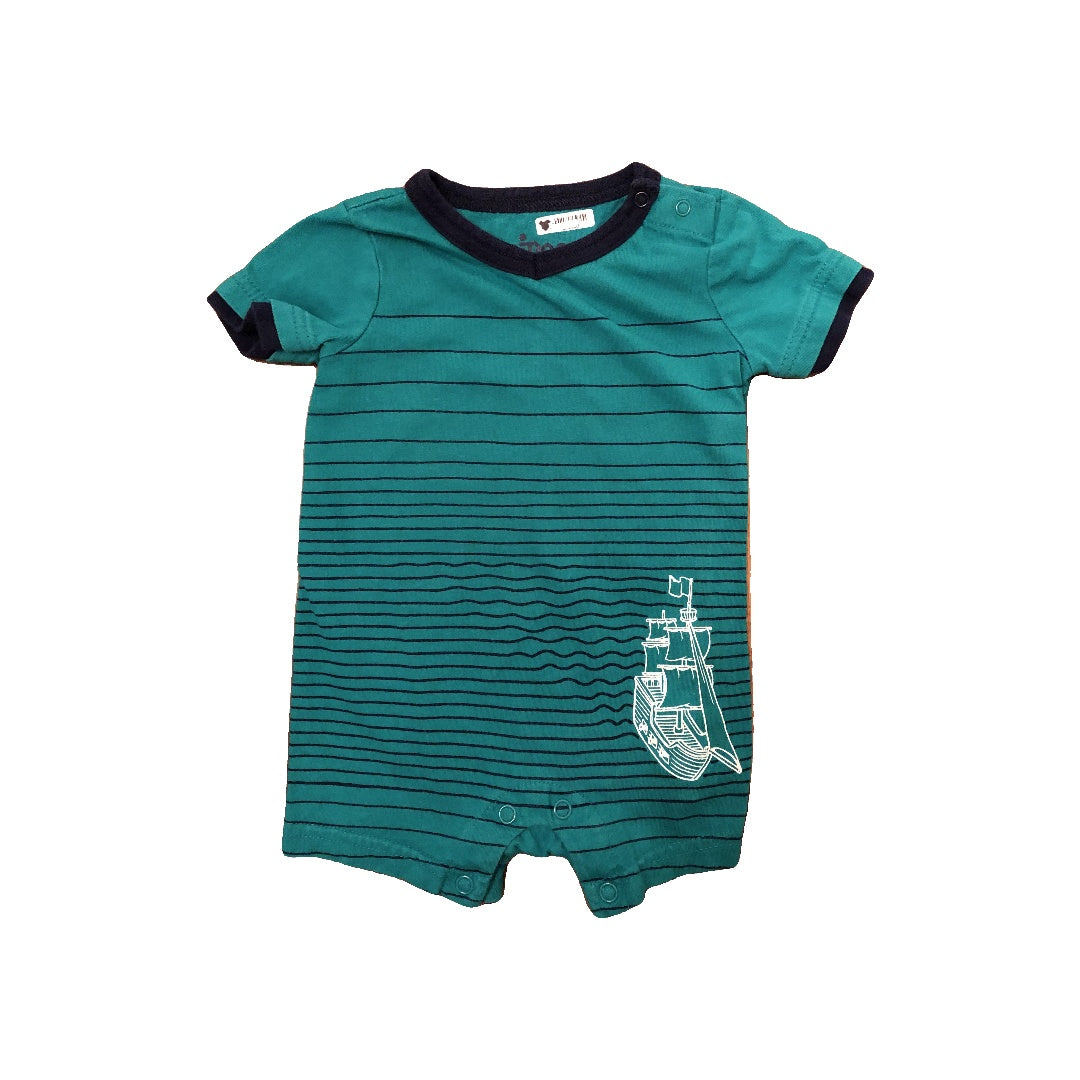 Circo Boys green | Striped | Navy Blue | Boats Romper Size: 6 months green | Striped | Navy Blue | Boats