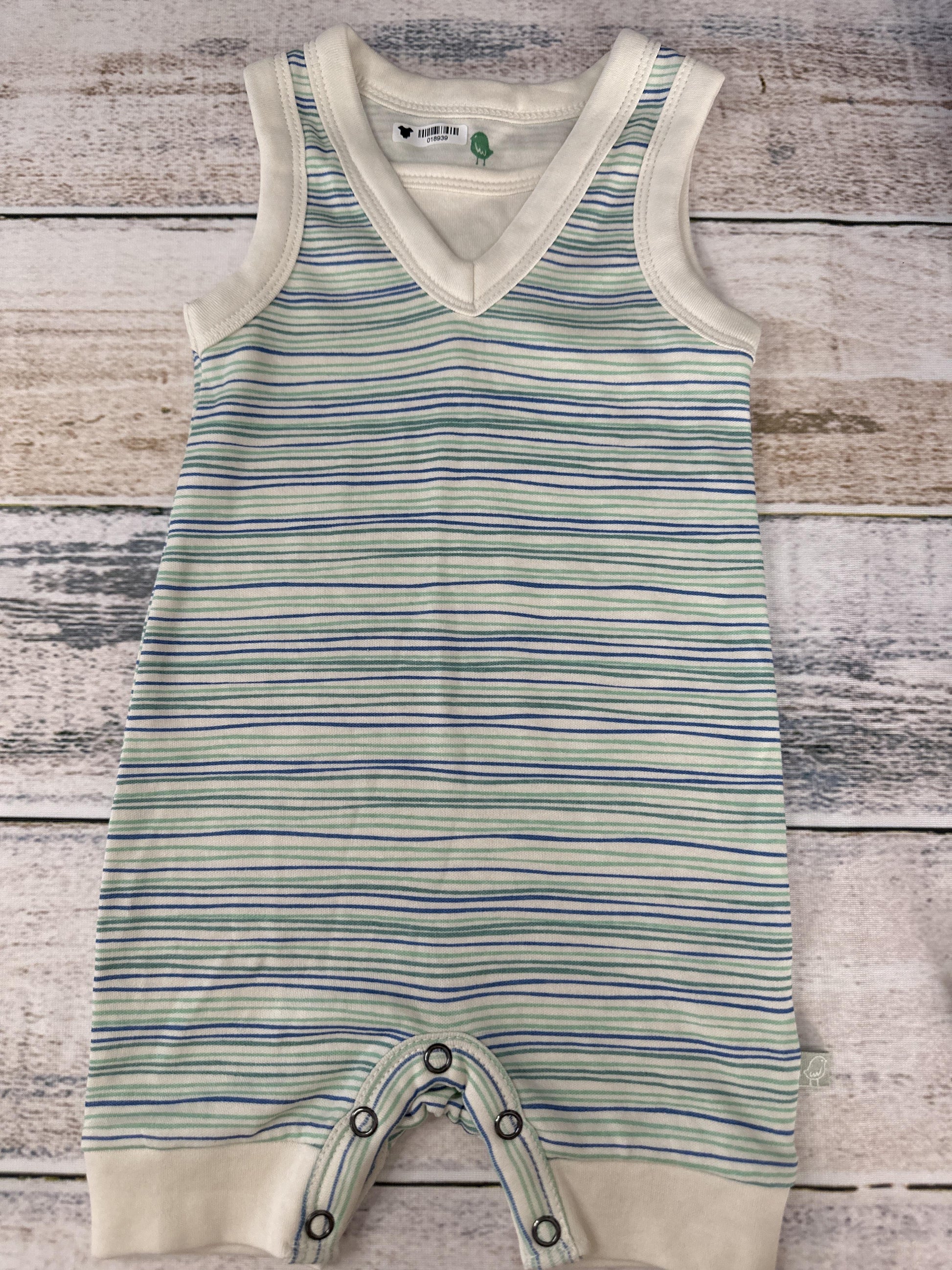 Finn + Emma Boys green | Striped Romper Size: 3-6 months green | Striped
