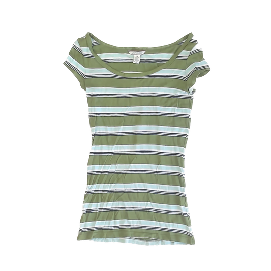 Aeropostale Girls Green Striped T-Shirt Size: Junior M Green Striped