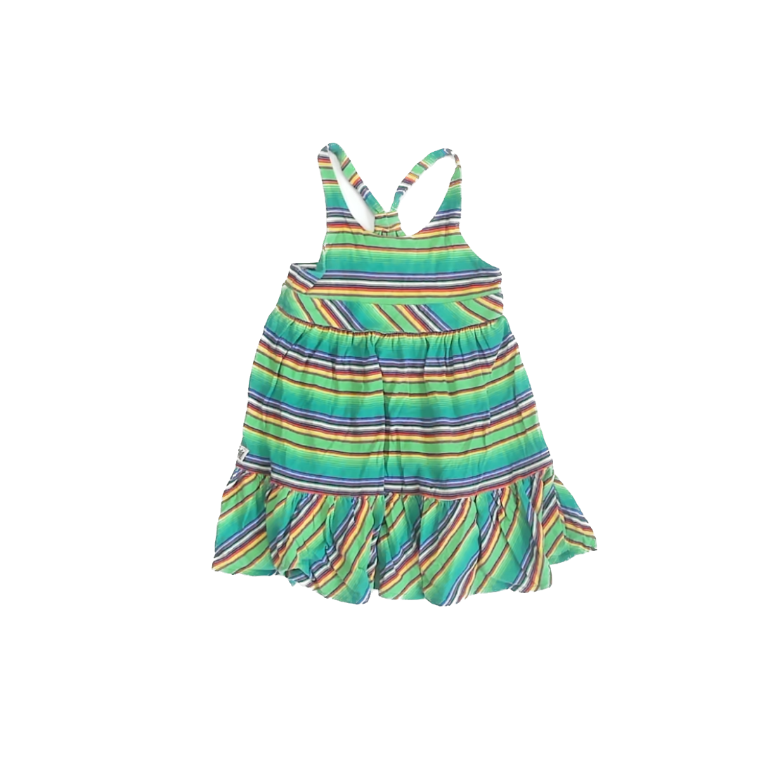 Ralph Lauren Girls Green Striped Sun Dress Size: 2T Green Striped