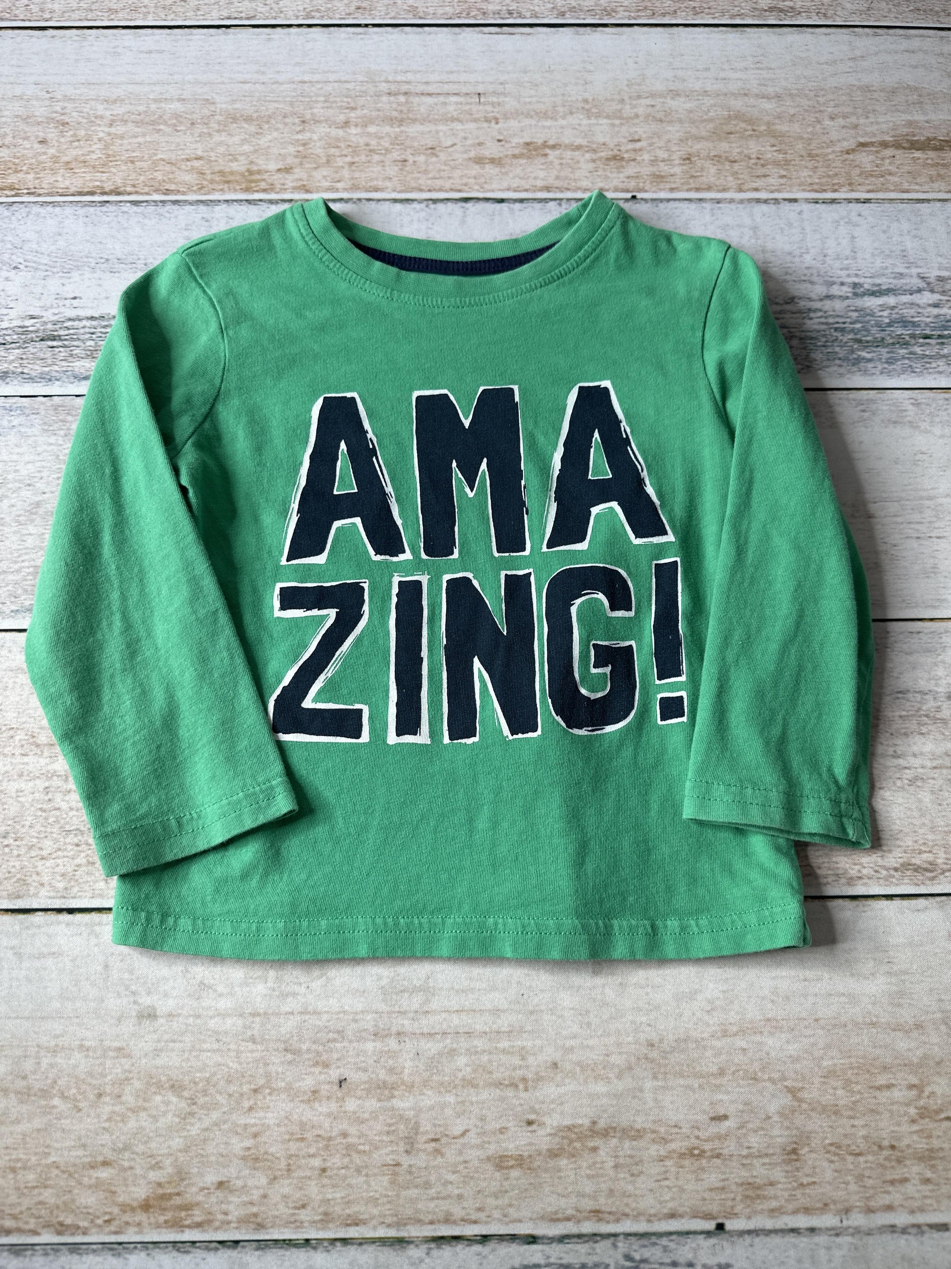 Primark Boys green | Text Long Sleeve Shirt Size: 2-3 Years green | Text