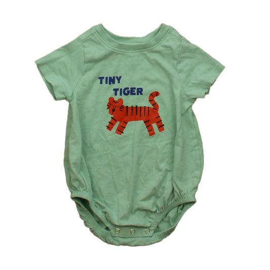 Hanna Andersson Boys Green Tiger Romper Size: 12-18 Months