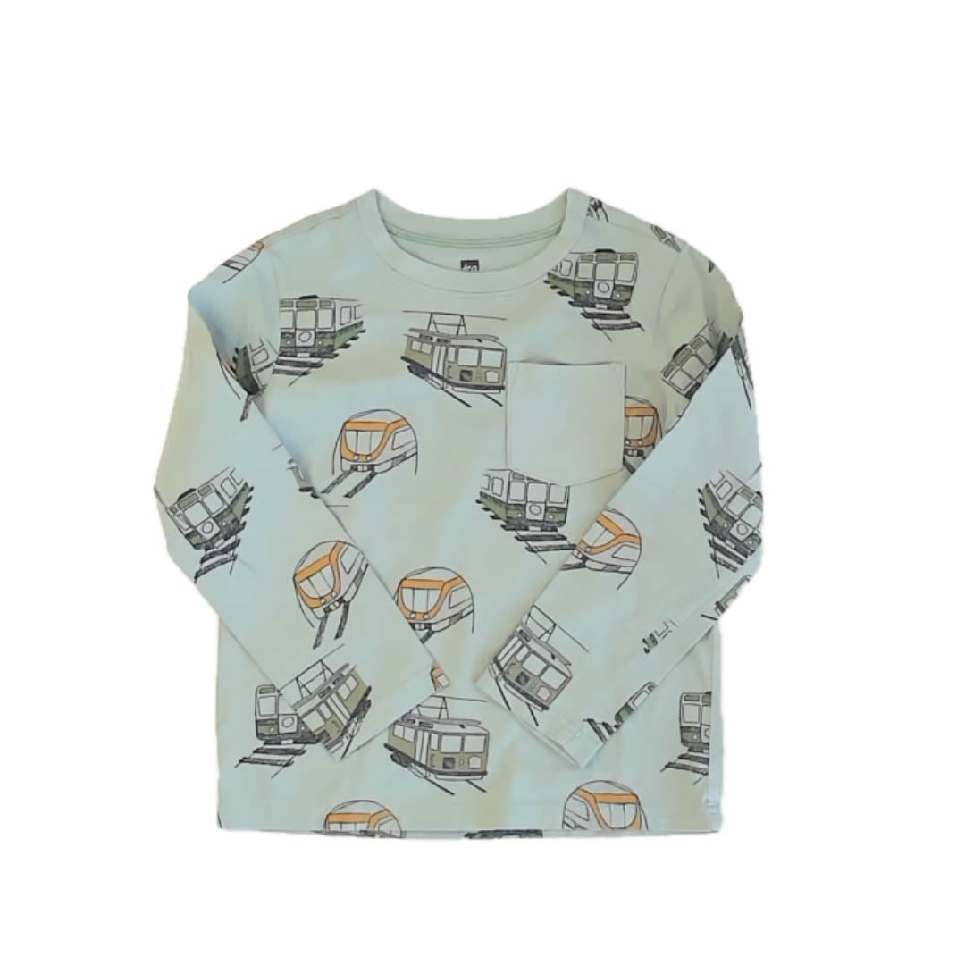 Tea Collection Boys Green Train Long Sleeve T-Shirt Size: 7 Years Green Train