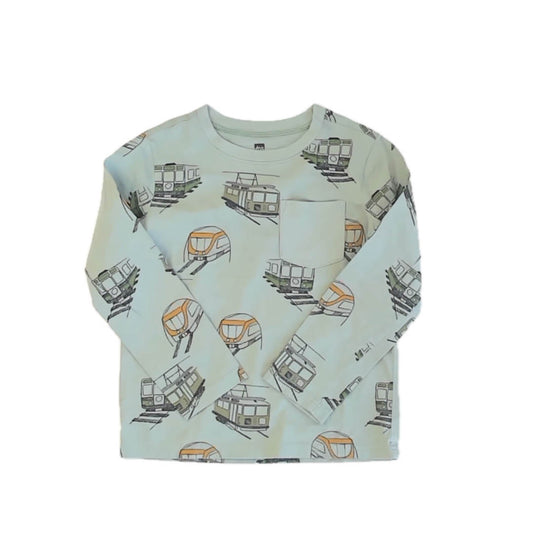 Tea Collection Boys Green Train Long Sleeve T-Shirt Size: 7 Years Green Train