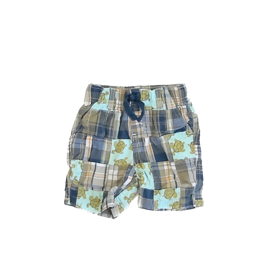 Gymboree Boys Green Turtle Madras Shorts Size: 12-18 Months Green Turtle Madras