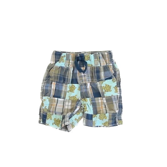 Gymboree Boys Green Turtle Madras Shorts Size: 12-18 Months Green Turtle Madras