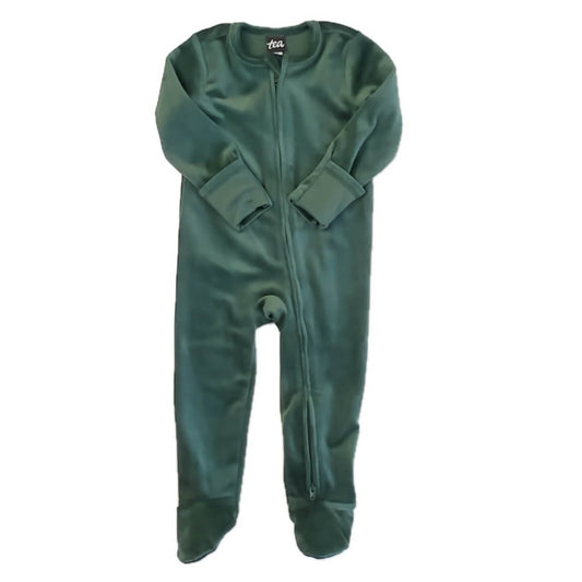 Tea Collection Boys Green Velour Romper Size: 6-9 Months Green Velour