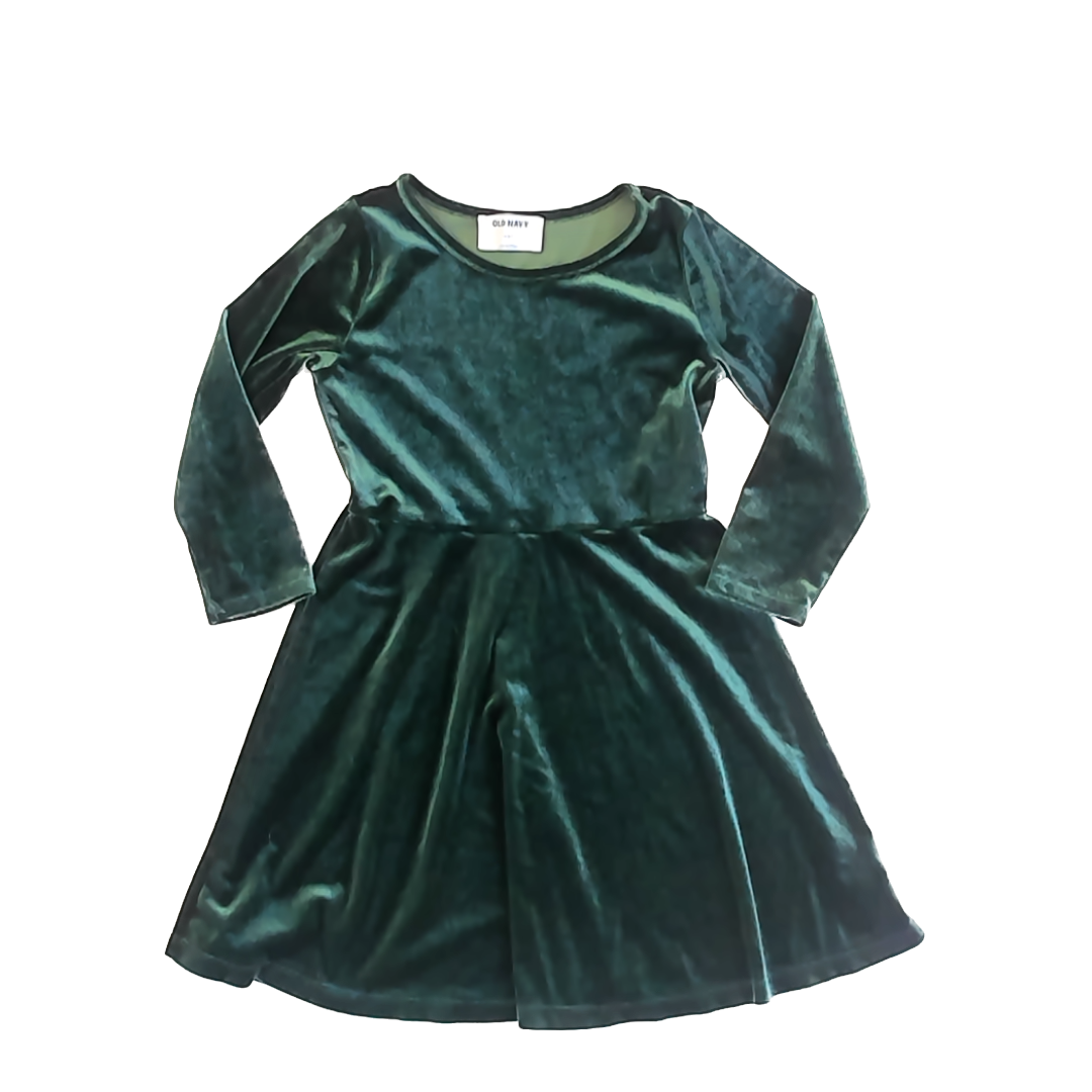 Old Navy Girls Green Velour Special Occasion Dress Size: 6 Years Green Velour