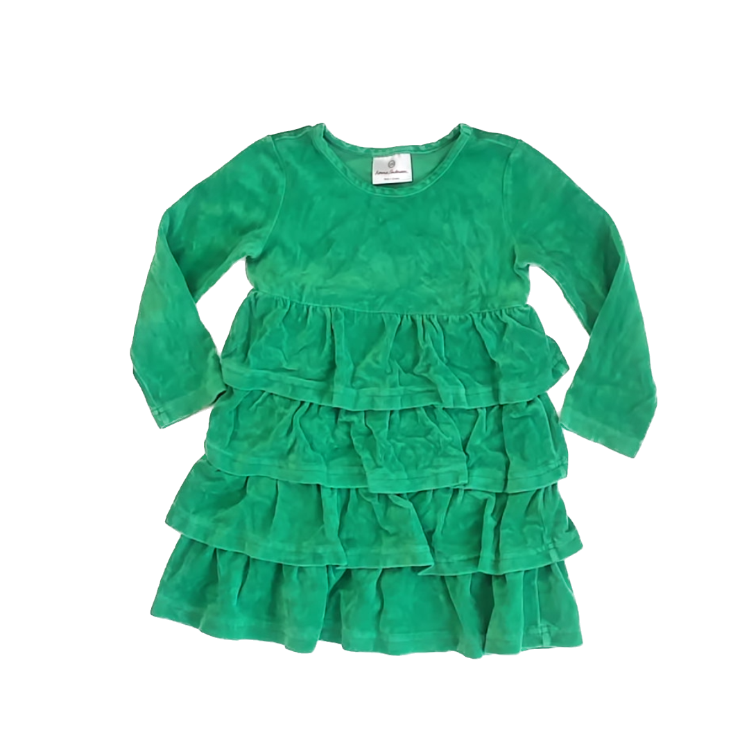 Hanna Andersson Girls Green Velour Dress Size: 3-4T (EU 100) Green Velour