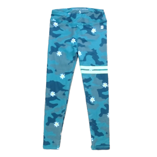 Rockets Of Awesome Girls Green W/Flowers Leggings Size: 5T Green W/Flowers