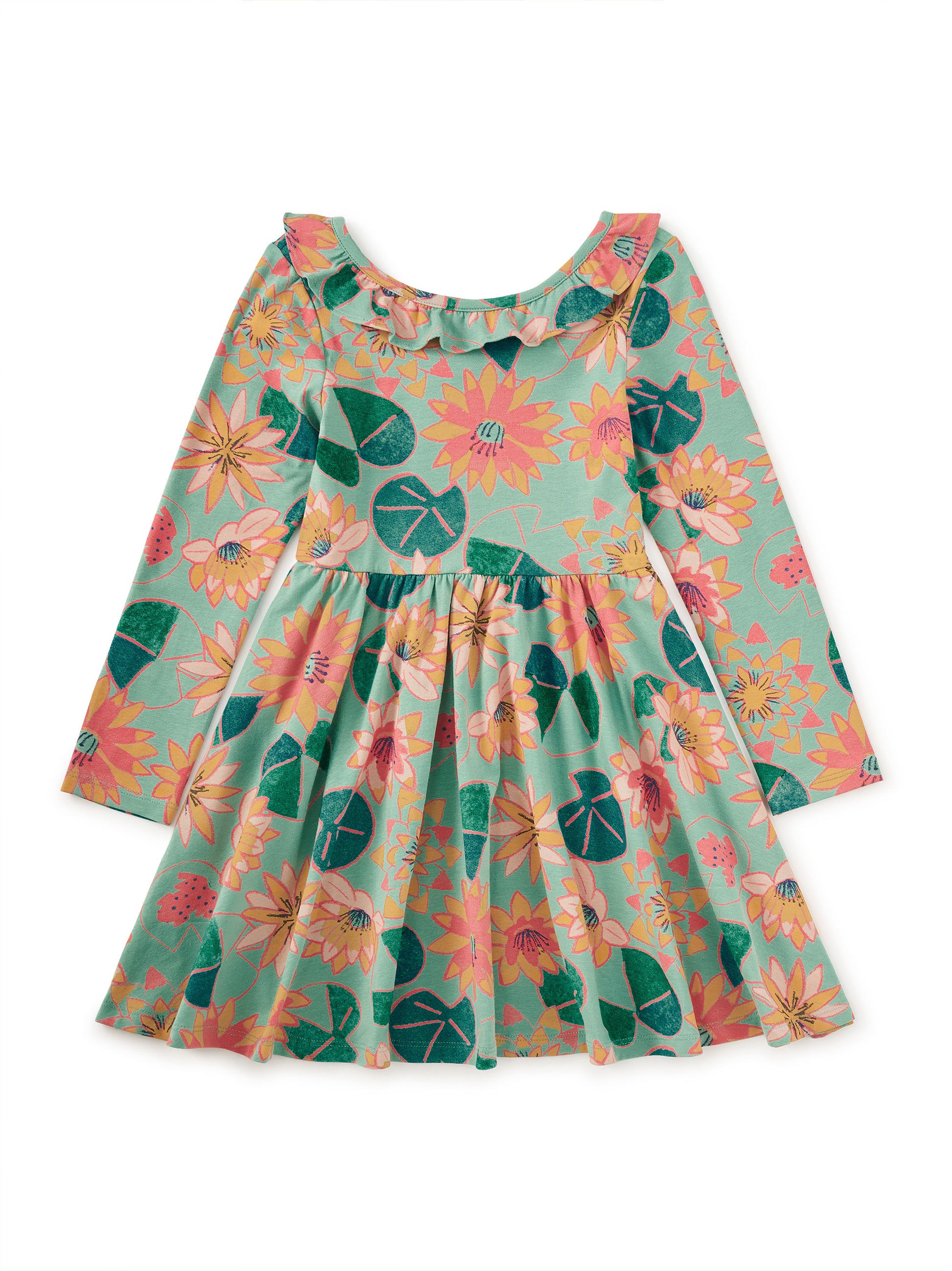 Tea Collection Girls Green Waterlilies Dress Size: 5T Green Waterlilies
