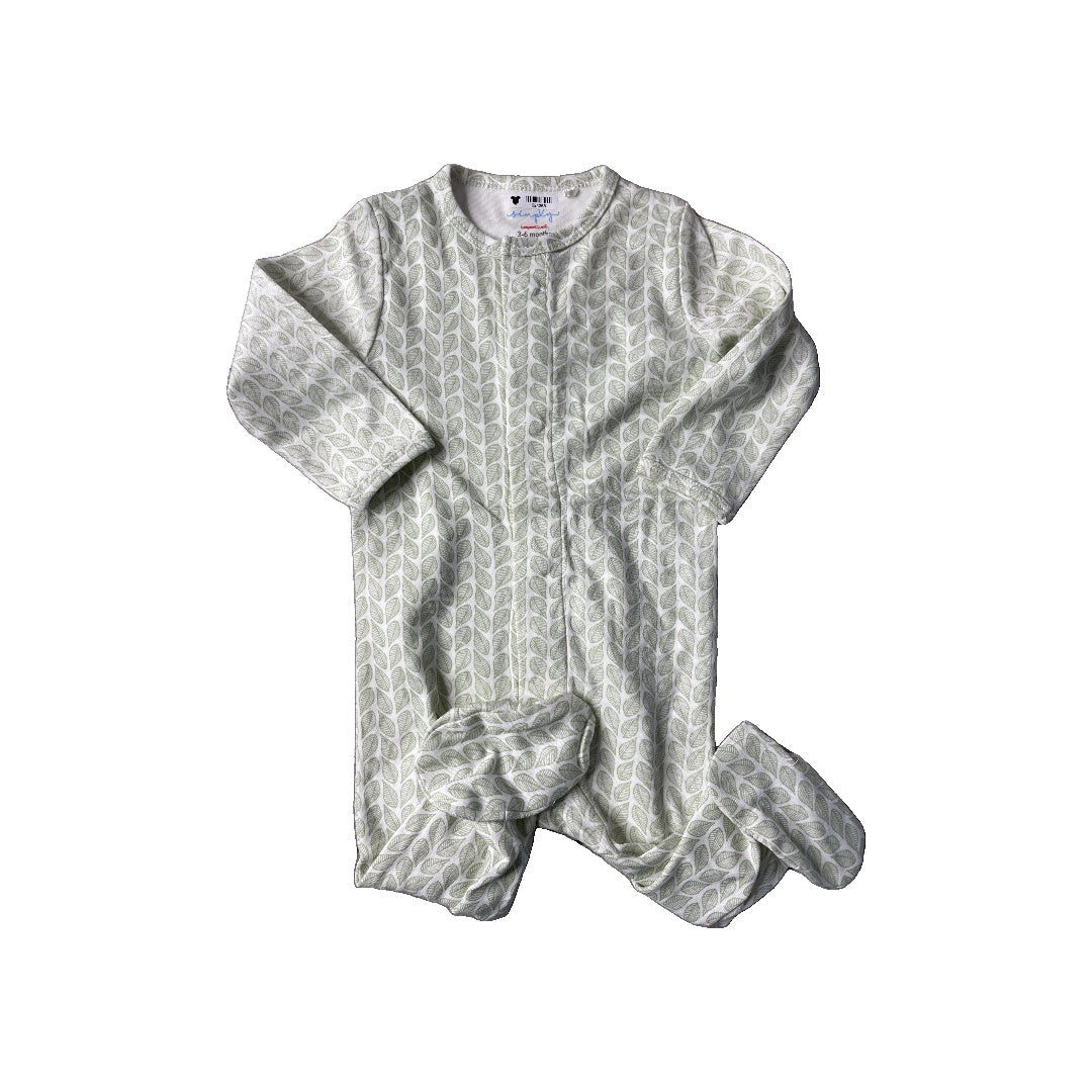 Simply Magnetic Me Unisex green | whiite | leaf Pajamas Size: 3-6 months green | whiite | leaf