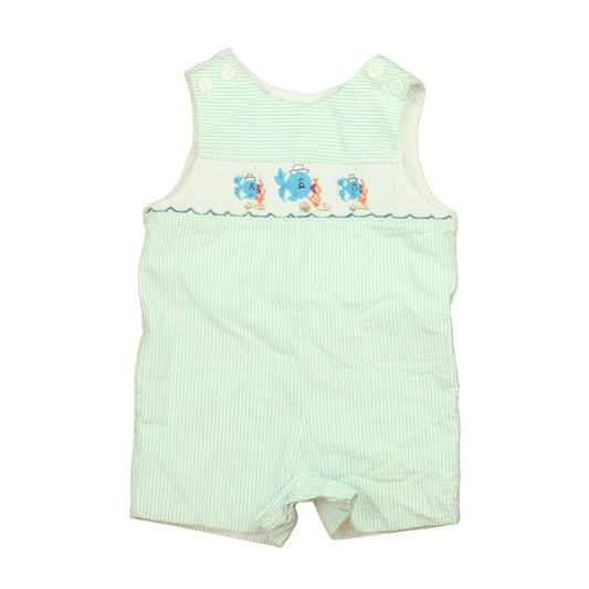 Little Threads Boys Green | White | Blue Fish Romper Size: 18 Months Green | White | Blue Fish
