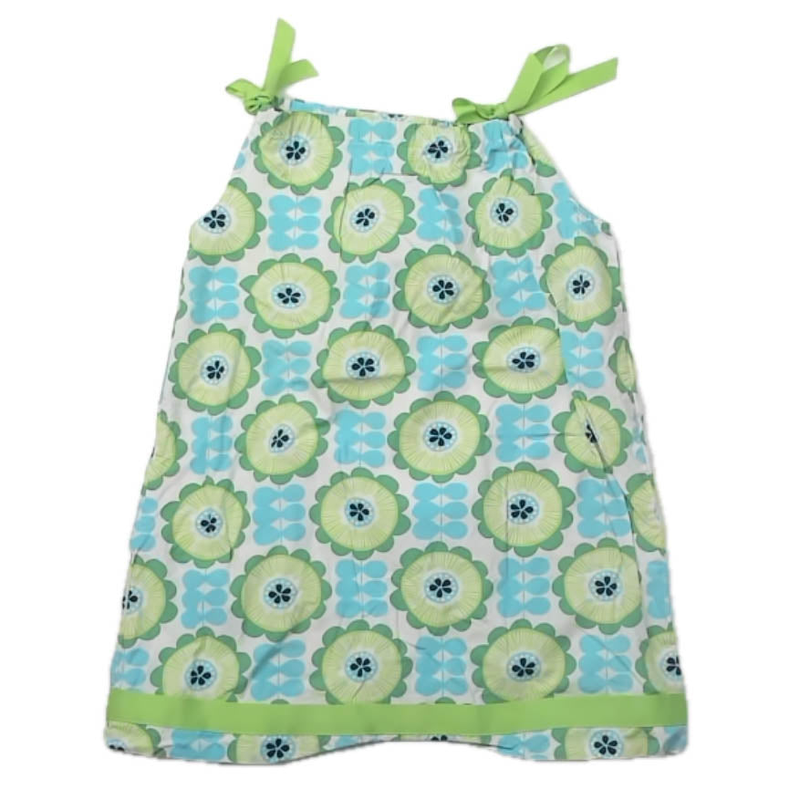 Hanna Andersson Girls Green | White | Blue Dress Size: 5T Green | White | Blue