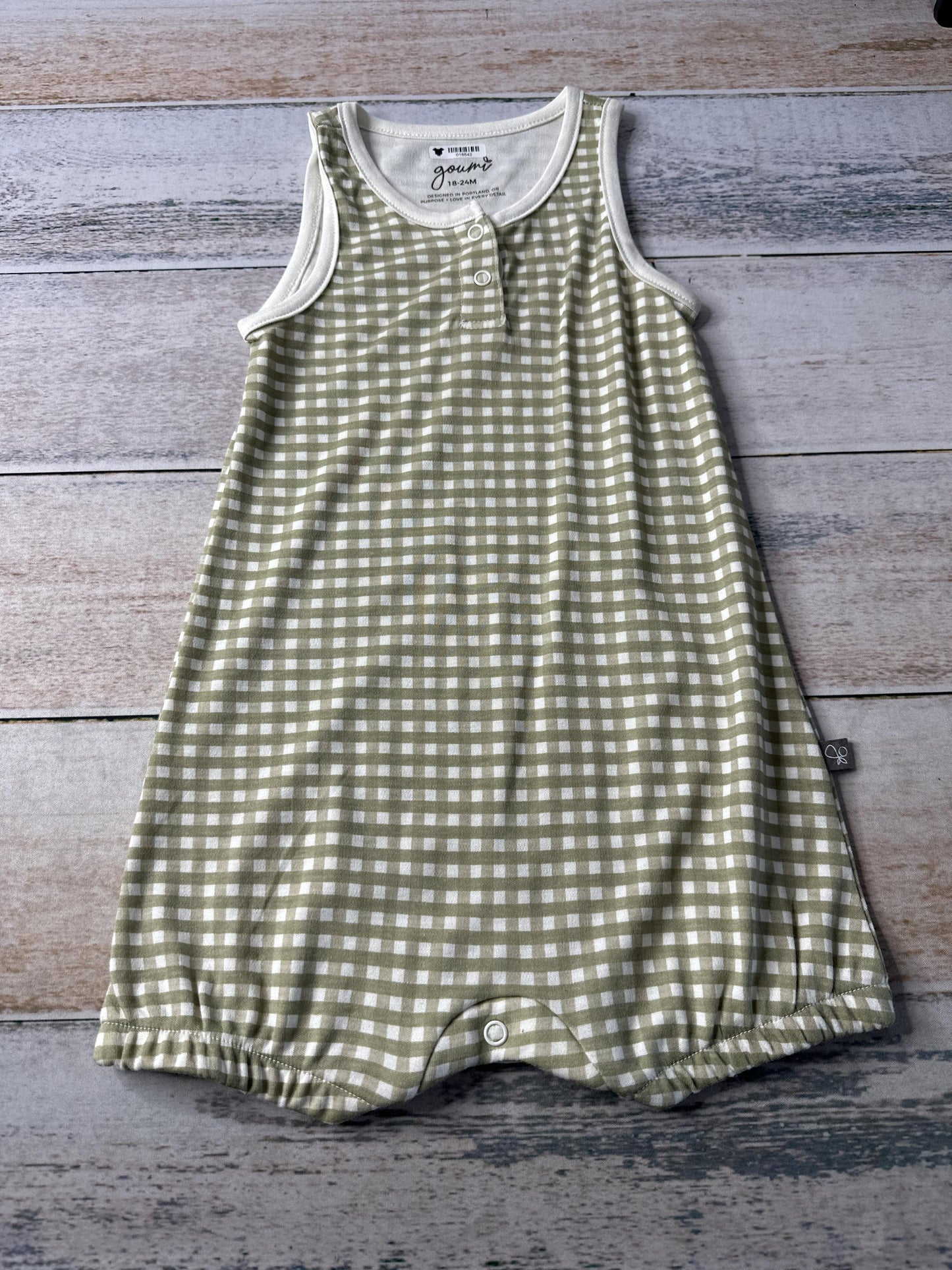 Goumi Unisex green | White | Check Romper Size: 18-24 months green | White | Check