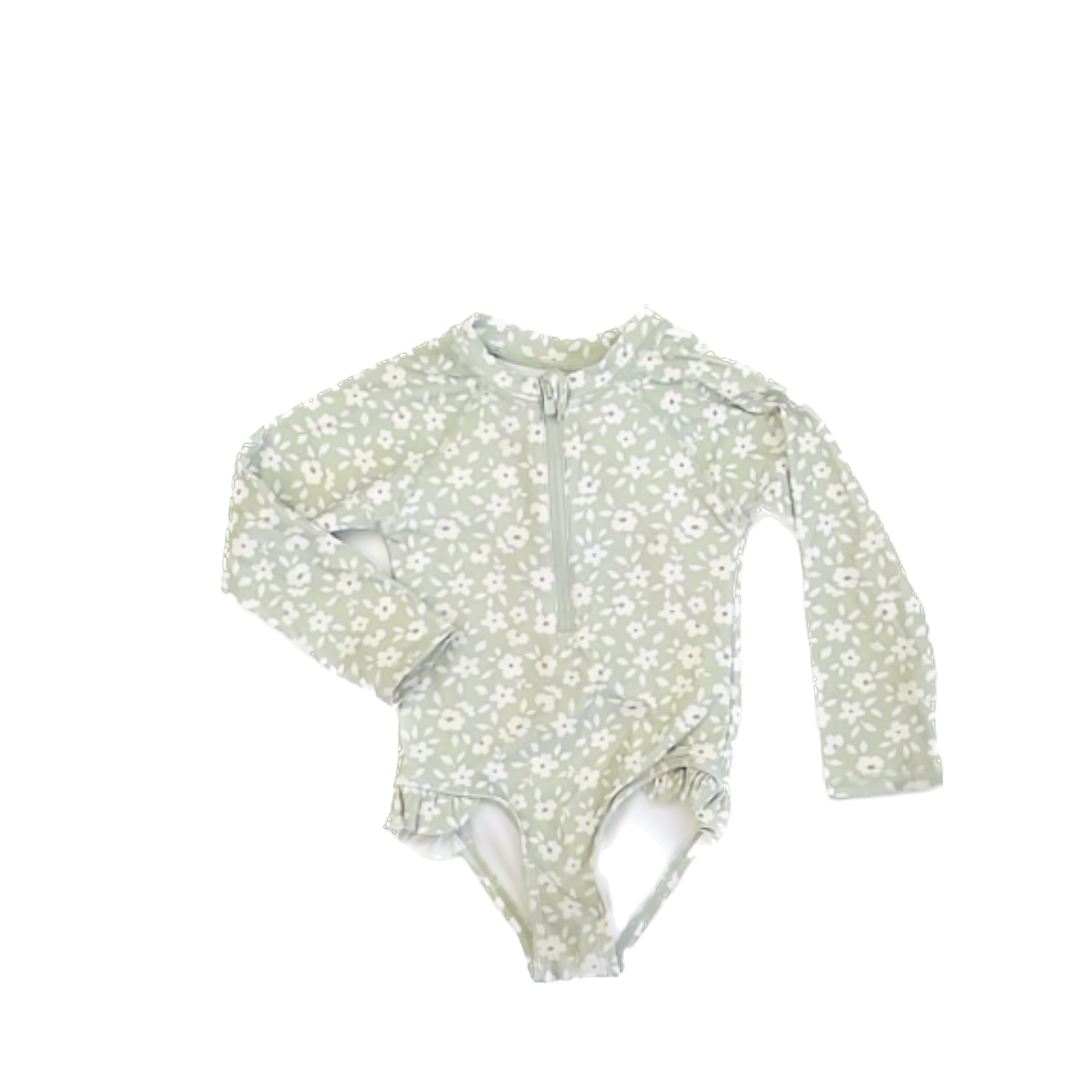Modern Moments Girls Green | White Floral 1-piece Swimsuit Size: 18 Months Green | White Floral
