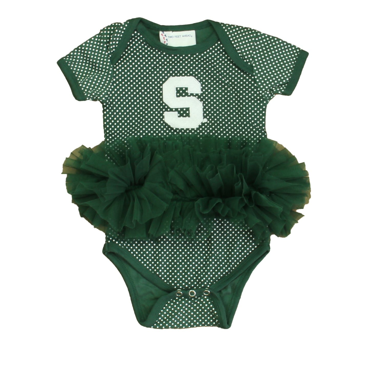 Two Feet Ahead Girls Green | White Michigan State Spartans Dress Size: 12 Months