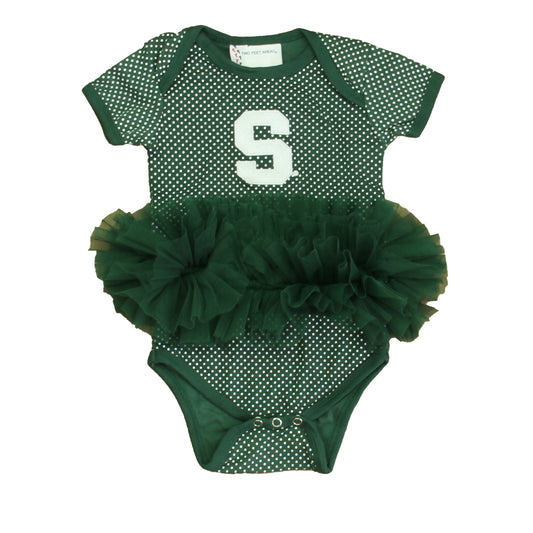Two Feet Ahead Girls Green | White Michigan State Spartans Dress Size: 12 Months