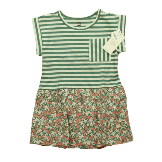 Tea Girls Green | White | Pink Dress Size: 2T Green | White | Pink