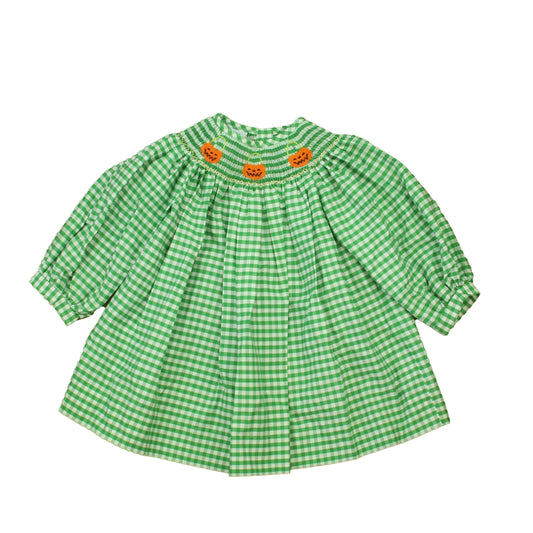 Beth Terrell by Johnston Girls Green | White Pumpkin Dress Size: 18 Months