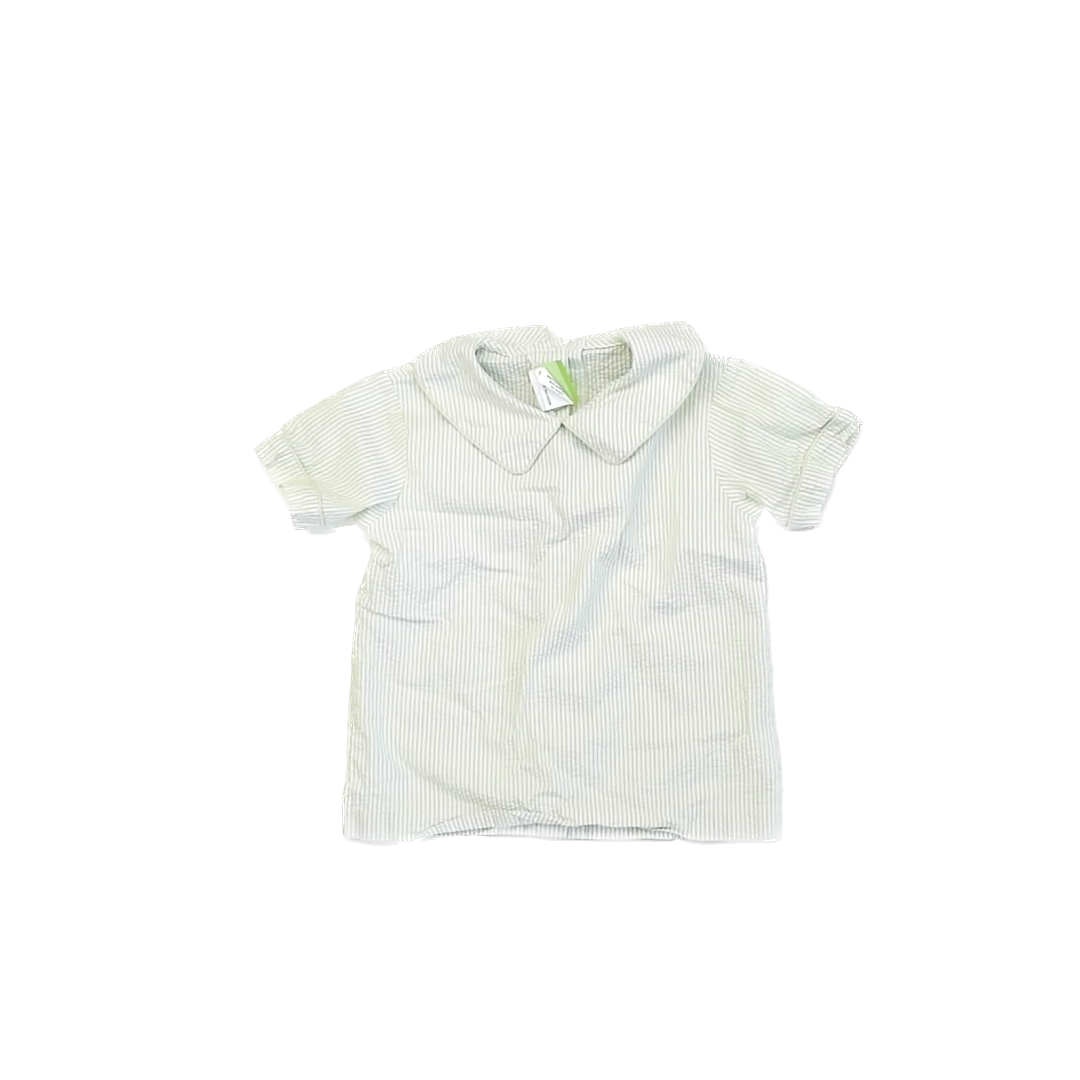 Classic Whimsey Girls Green White Seersucker Blouse Size: 6 Years Green White Seersucker