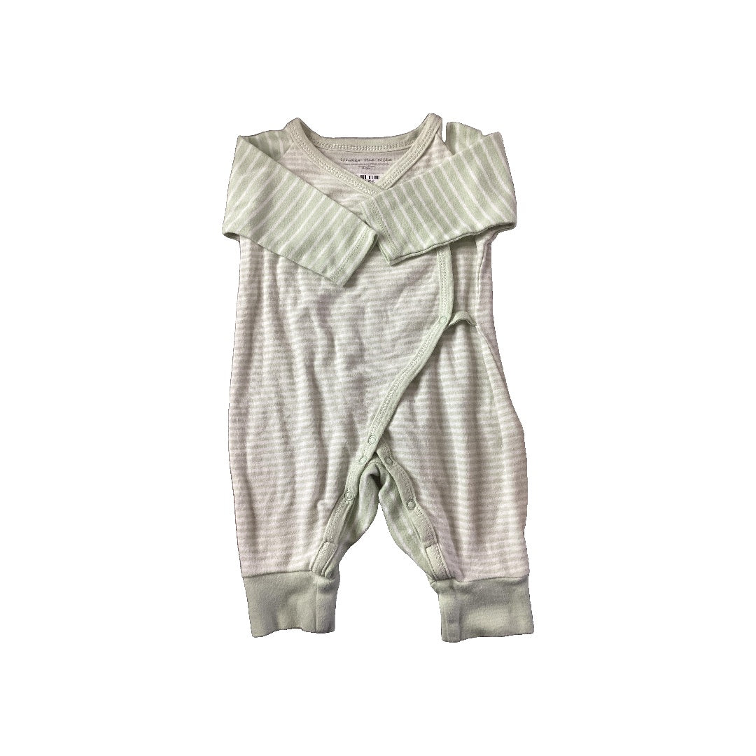 Under The Nile Unisex green | White | Striped Long Sleeve Outfit Size: 0-3 months green | White | Striped