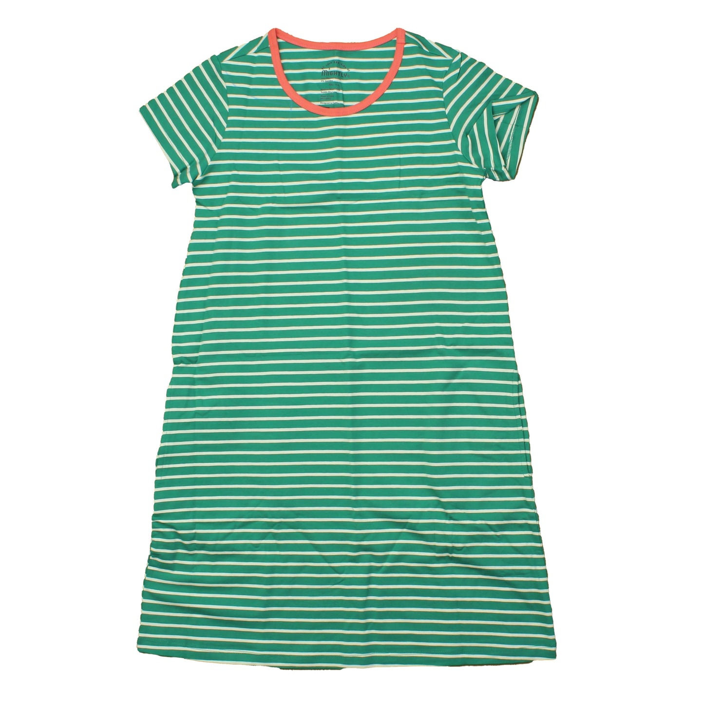 Mightly Girls Green | White | Stripes Dress Size: 14 Years