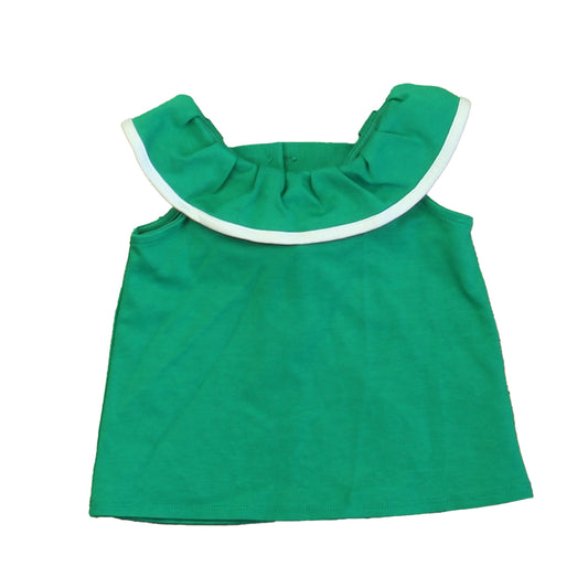 Janie and Jack Girls Green | White Blouse Size: 12-18 Months